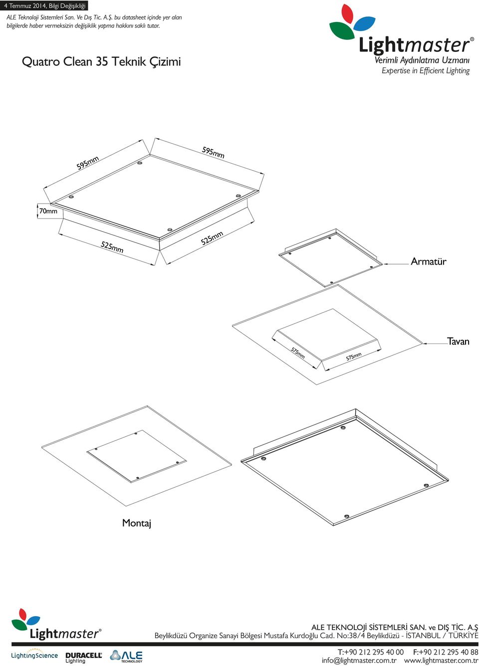 bu datasheet içinde yer alan bilgilerde haber vermeksizin