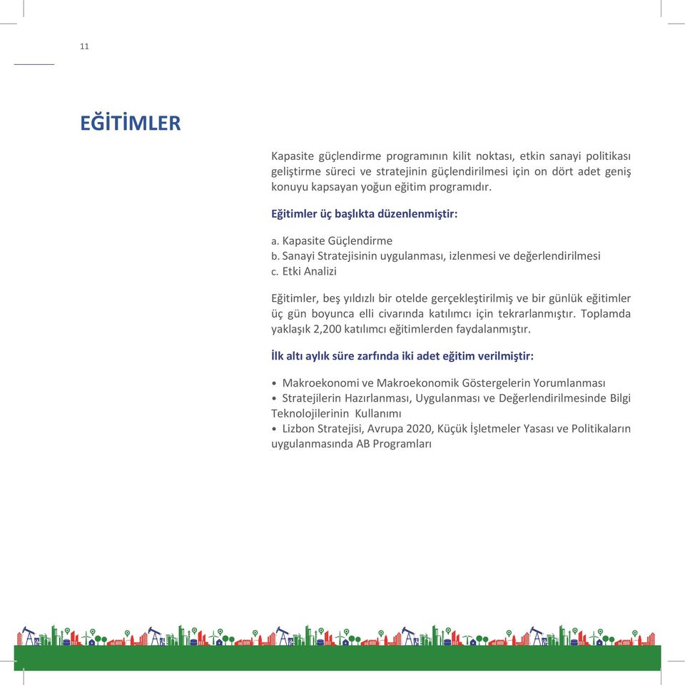 Etki Analizi Eğitimler, beş yıldızlı bir otelde gerçekleştirilmiş ve bir günlük eğitimler üç gün boyunca elli civarında katılımcı için tekrarlanmıştır.