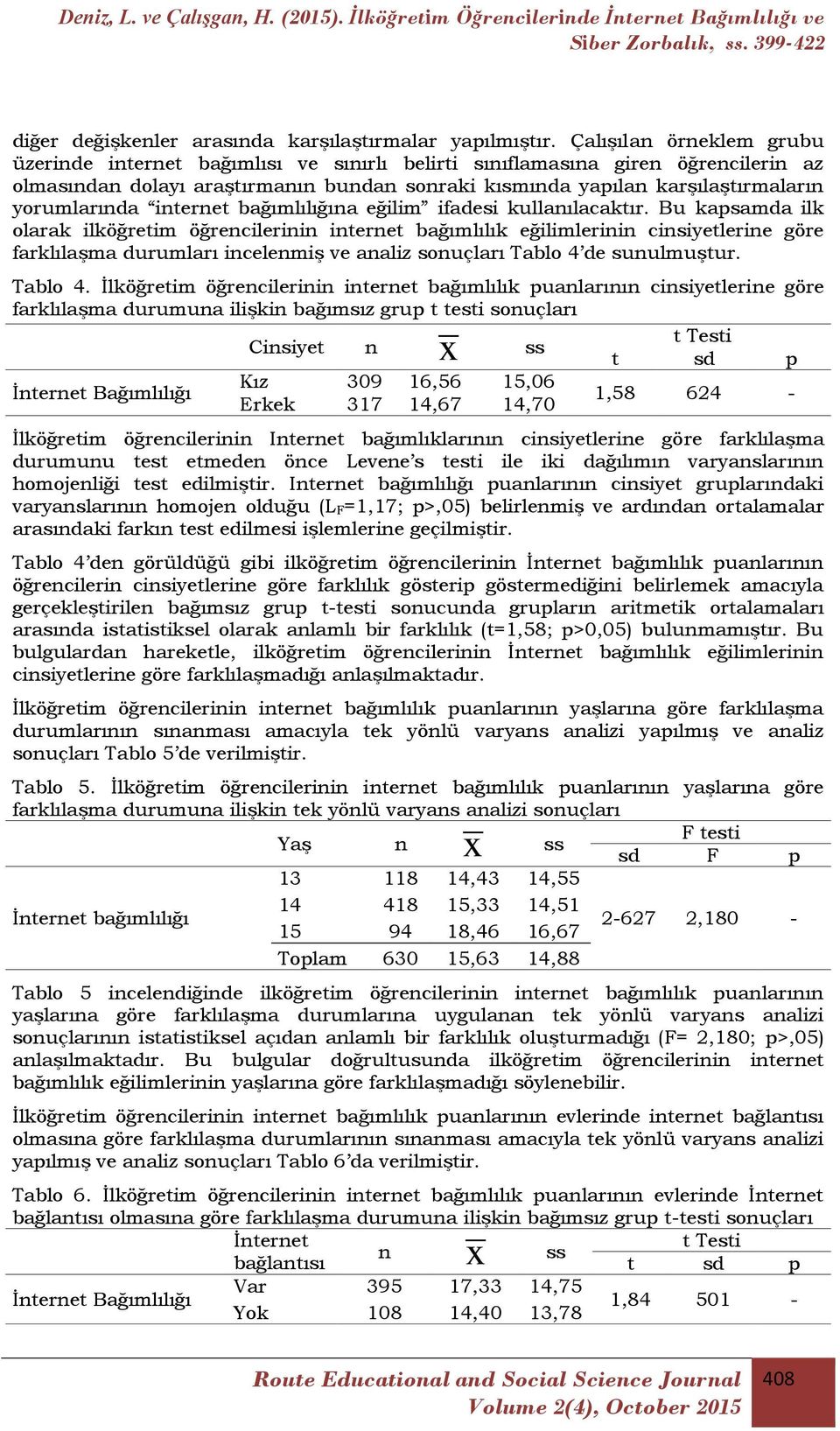 yorumlarında internet bağımlılığına eğilim ifadesi kullanılacaktır.