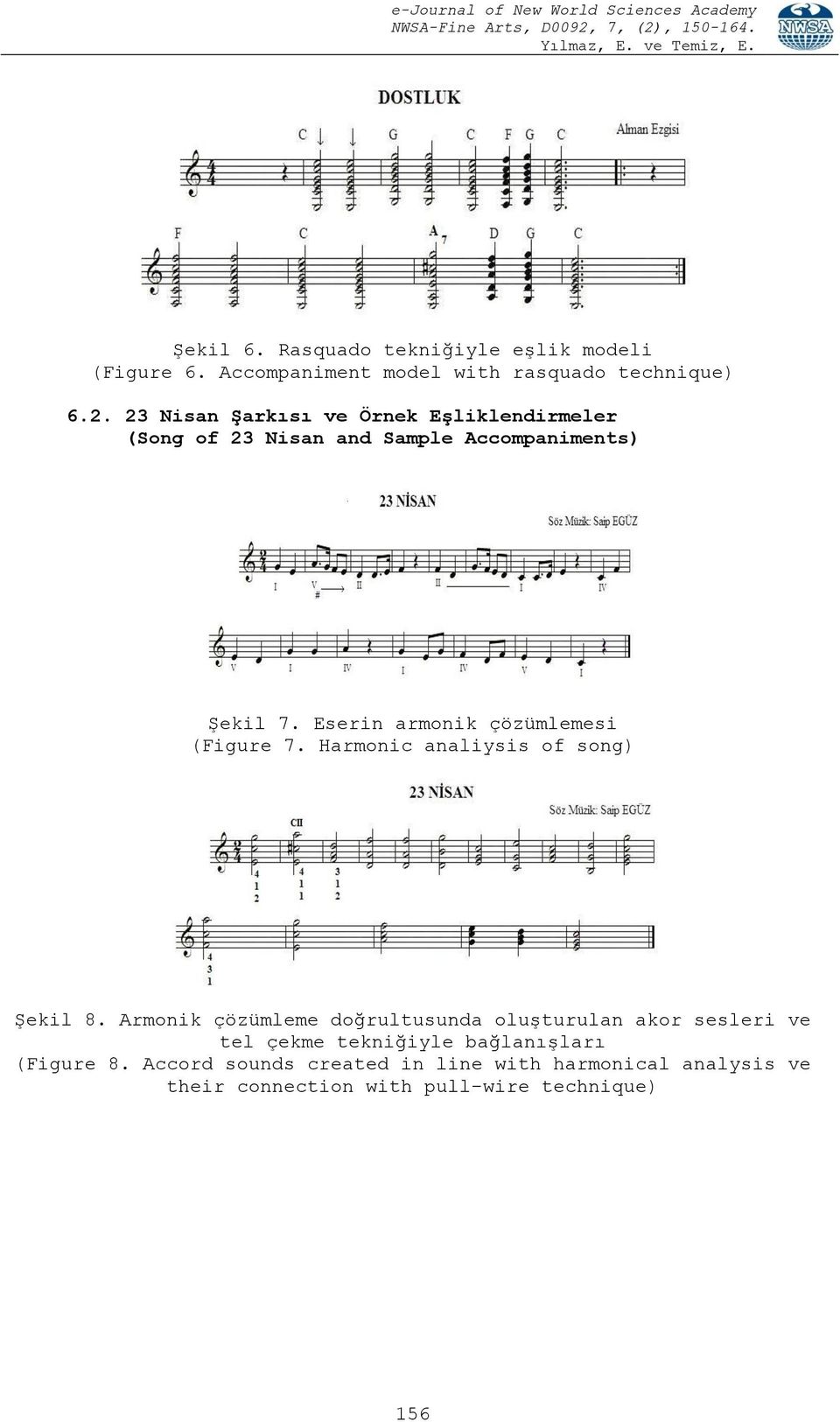 Eserin armonik çözümlemesi (Figure 7. Harmonic analiysis of song) Şekil 8.