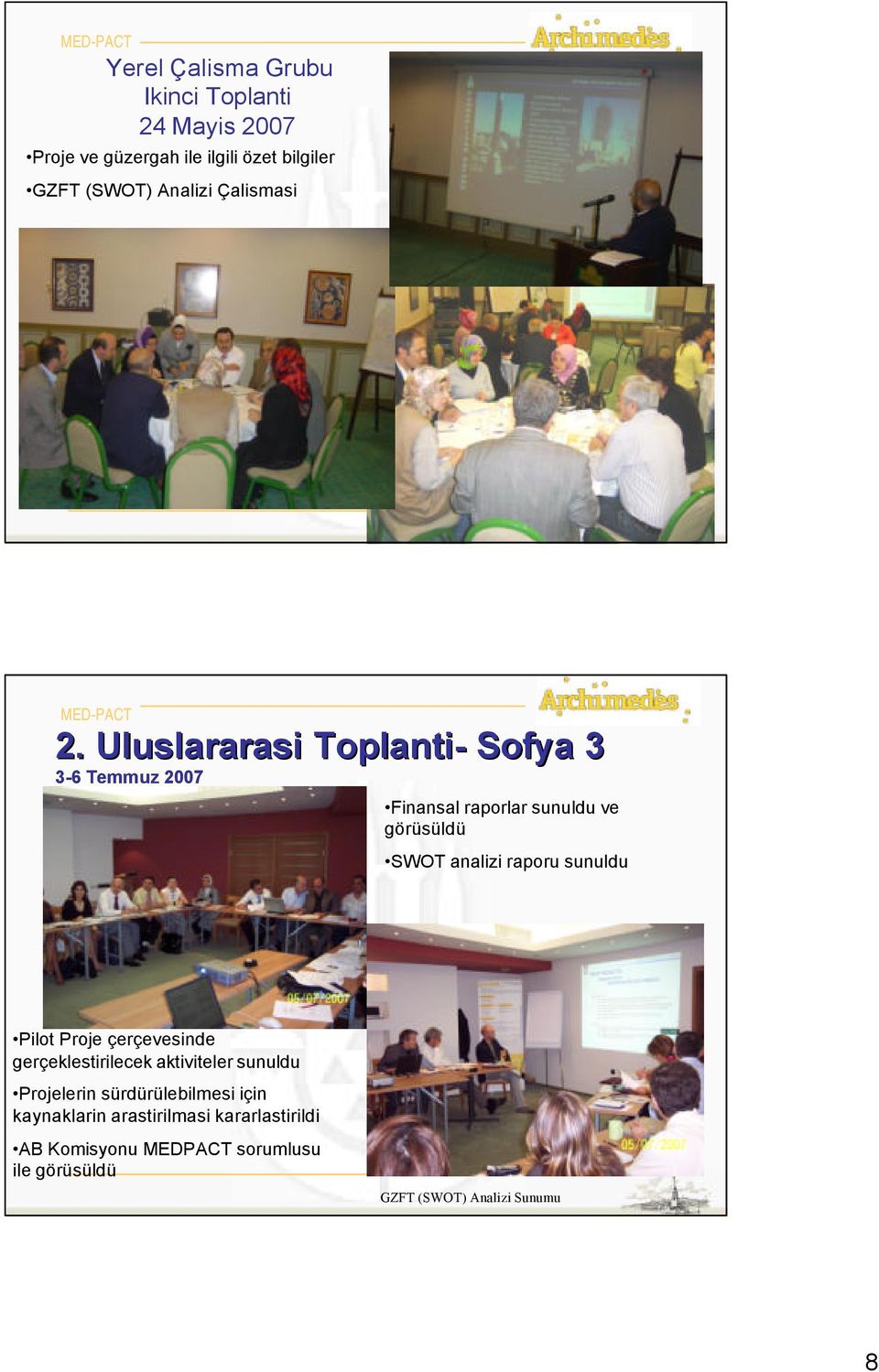 Uluslararasi Toplanti- Sofya 3 3-6 Temmuz 2007 Finansal raporlar sunuldu ve görüsüldü SWOT analizi raporu