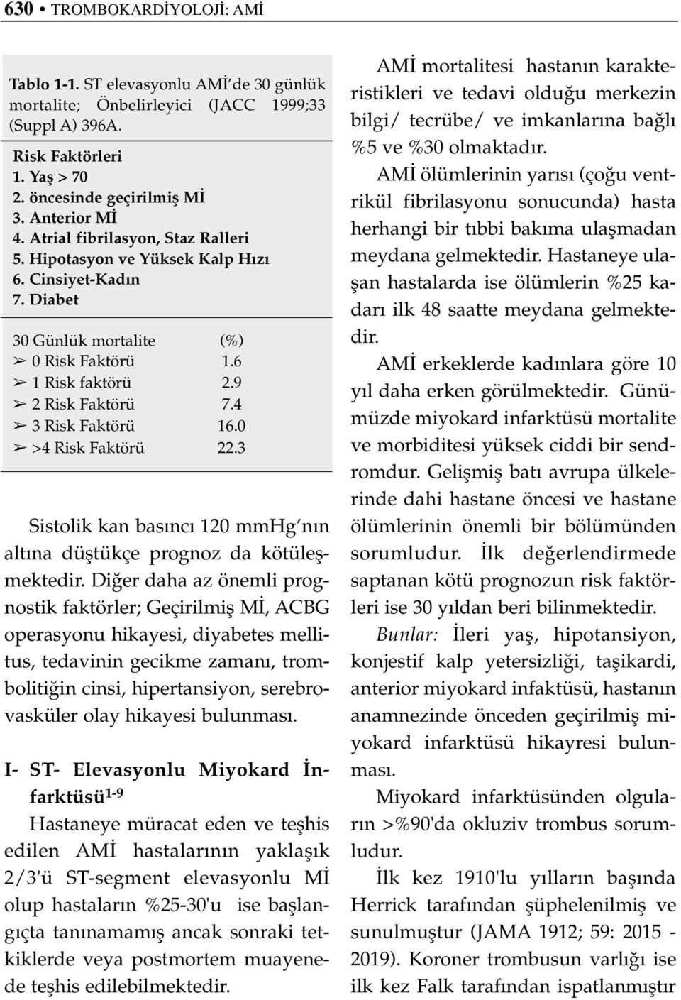 0 >4 Risk Faktörü 22.3 Sistolik kan bas nc 120 mmhg n n alt na düfltükçe prognoz da kötüleflmektedir.