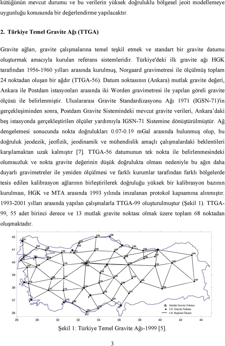 Türkiye'deki ilk gravite ağı HGK tarafından 1956-1960 yılları arasında kurulmuş, Norgaard gravimetresi ile ölçülmüş toplam 24 noktadan oluşan bir ağdır (TTGA-56).