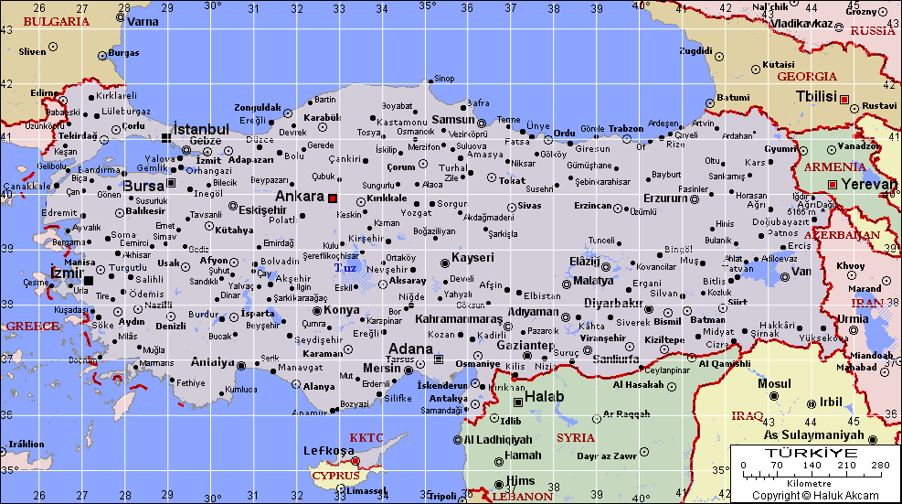 Enlemi ve boylamı verilen bir noktanın dünya üzerindeki yeri kolaylıkla