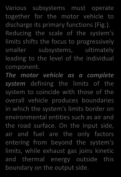 Various subsystems must operate together for the motor vehicle to discharge its primary functions (Fig.).