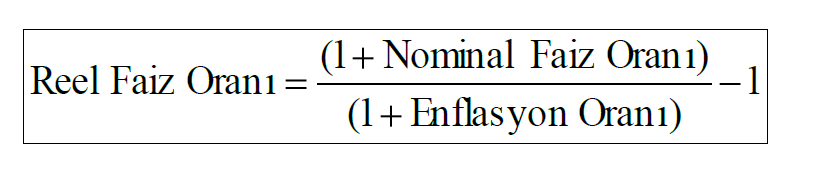 Reel Faiz Oranı NFO = % 11 EFO = % 8 ise RFO =? RFO = [( 1+0.11) / (1+0.08)] 1 RFO = %2.