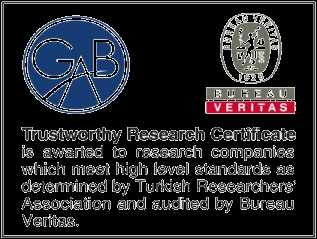 tüm araştırmalarında TÜAD (Türkiye Araştırmacılar Derneği) ve ESOMAR'ın (The World Association of Research Professionals) etik ve mesleki kodlarına uyar.