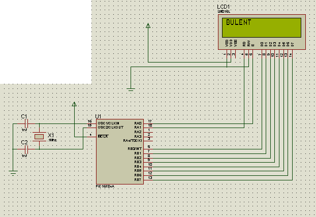 PIC- Assembly: 8 bitlik LCD ye yazı yazmak LIST P=6F84 INCLUDE "P6F84.