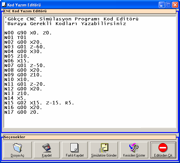 Program Microsoft Windows XP işletim sisteminde Visual Basic 6.0 programında hazırlanmıştır. Program Gazi Üniversitesi Teknik Eğitim Fakültesi Makine Eğitimi Bölümü Talaşlı Üretim A.B.D.