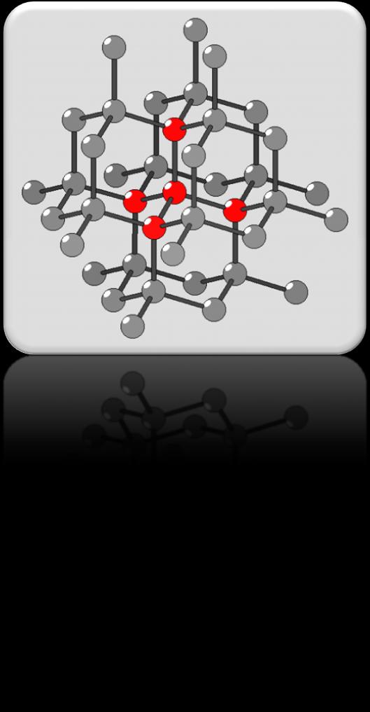 Elmas sadece karbon atomundan meydana gelmektedir, bu atomlar kısa ve kararlı kuvvetli bağlarla birbirlerine bağlıdır. Yüksek sertliğini ise üç eksenli amorf kristal yapısına borçludur.