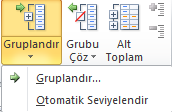 Birleştir simgesi seçildiği durumda birden çok aralıkta yer alan değerler yeni bir aralıkta bir araya toplanmaktadır. 1.8.5. Anahat Anahat sekmesi şekil 201 de görülmektedir. Şekil 21.