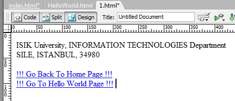 Design View penceresinden kontrol ediniz: Şimdi, index.