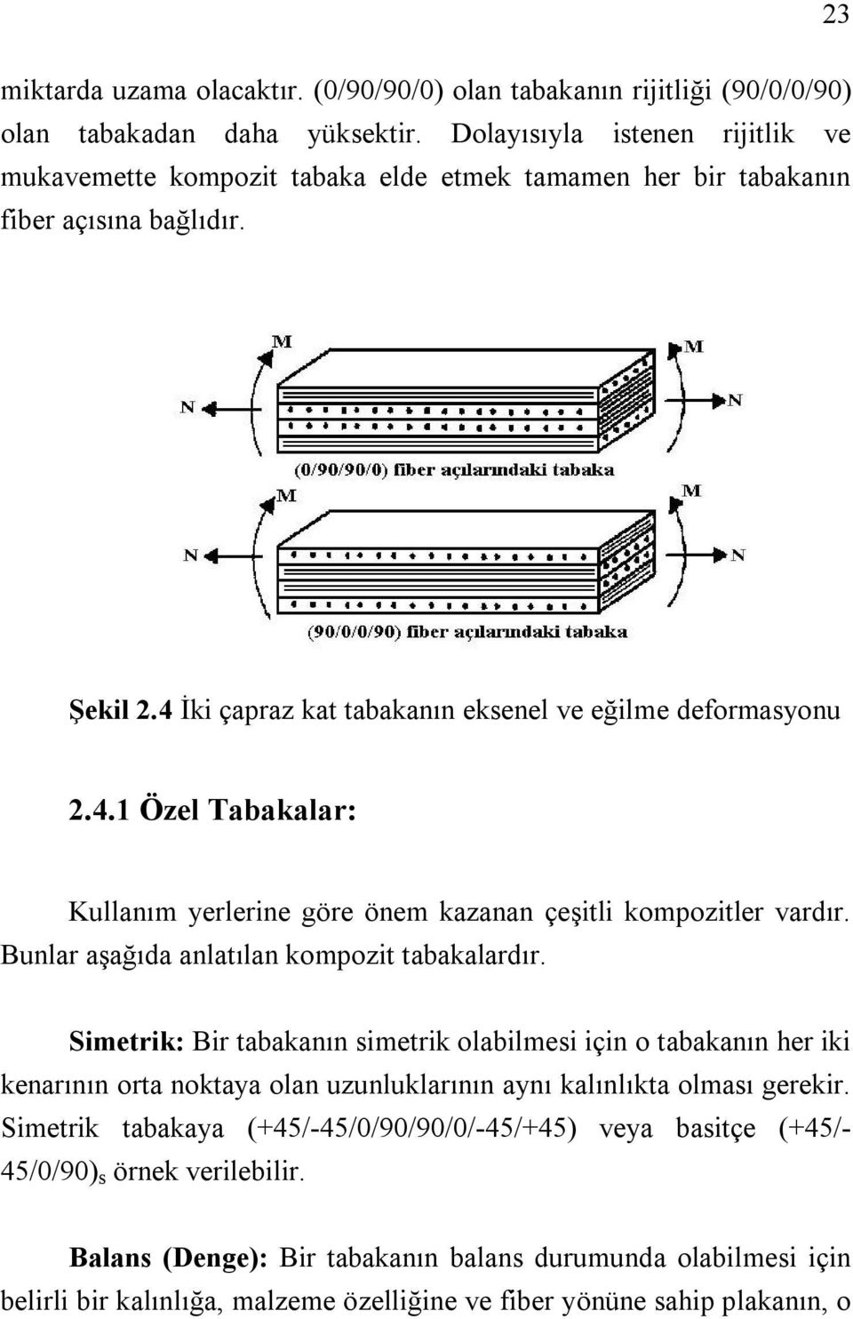 İki çapraz kat tabakanın eksenel ve eğilme deformasyonu 2.4.1 Özel Tabakalar: Kullanım yerlerine göre önem kazanan çeşitli kompozitler vardır. Bunlar aşağıda anlatılan kompozit tabakalardır.