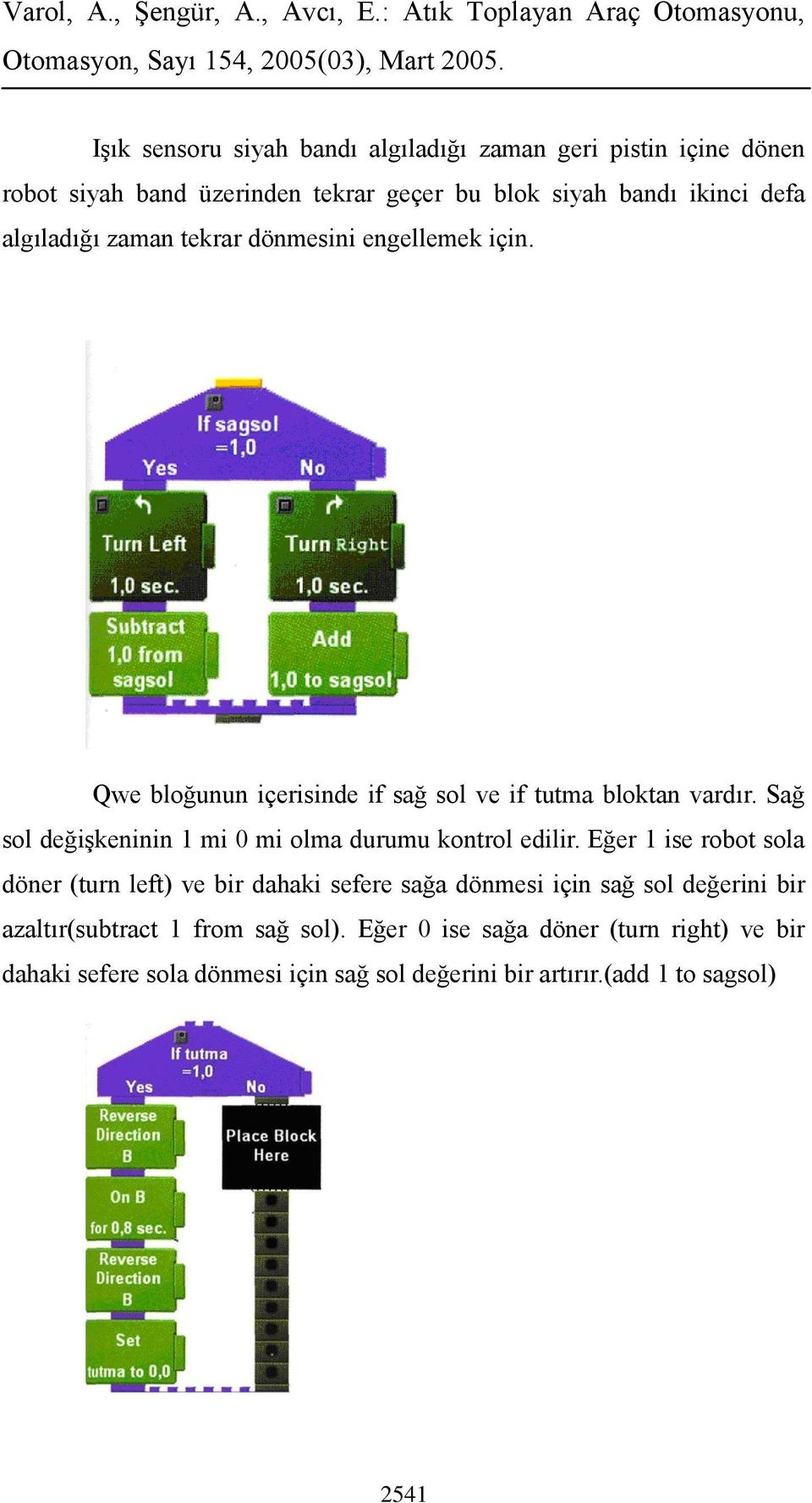 Sağ sol değişkeninin 1 mi 0 mi olma durumu kontrol edilir.