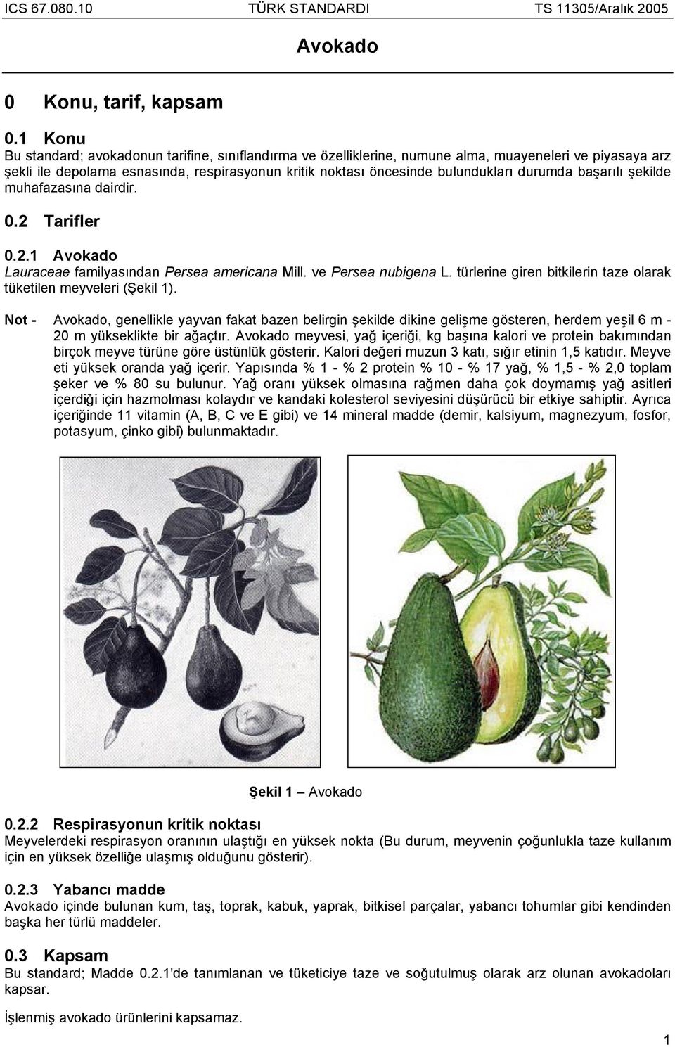 durumda ba ar l ekilde muhafazas na dairdir. 0.2 Tarifler 0.2.1 Avokado Lauraceae familyas ndan Persea americana Mill. ve Persea nubigena L.
