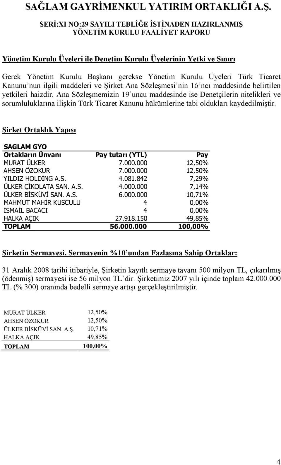 Ana Sözleşmemizin 19 uncu maddesinde ise Denetçilerin nitelikleri ve sorumluluklarına ilişkin Türk Ticaret Kanunu hükümlerine tabi oldukları kaydedilmiştir.