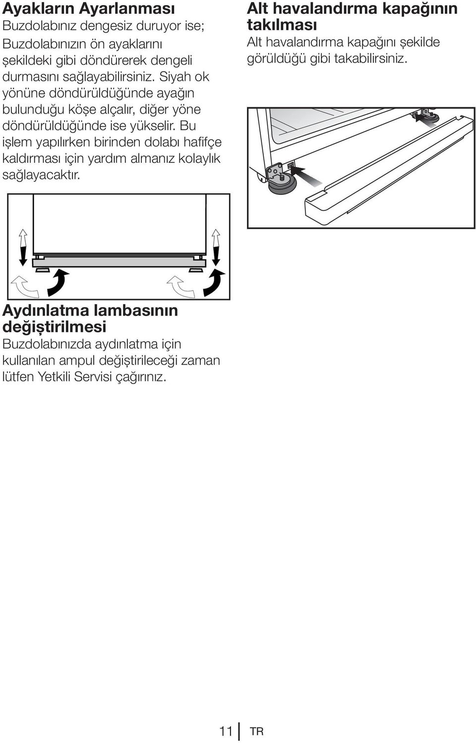 Bu işlem yapılırken birinden dolabı hafifçe kaldırması için yardım almanız kolaylık sağlayacaktır.