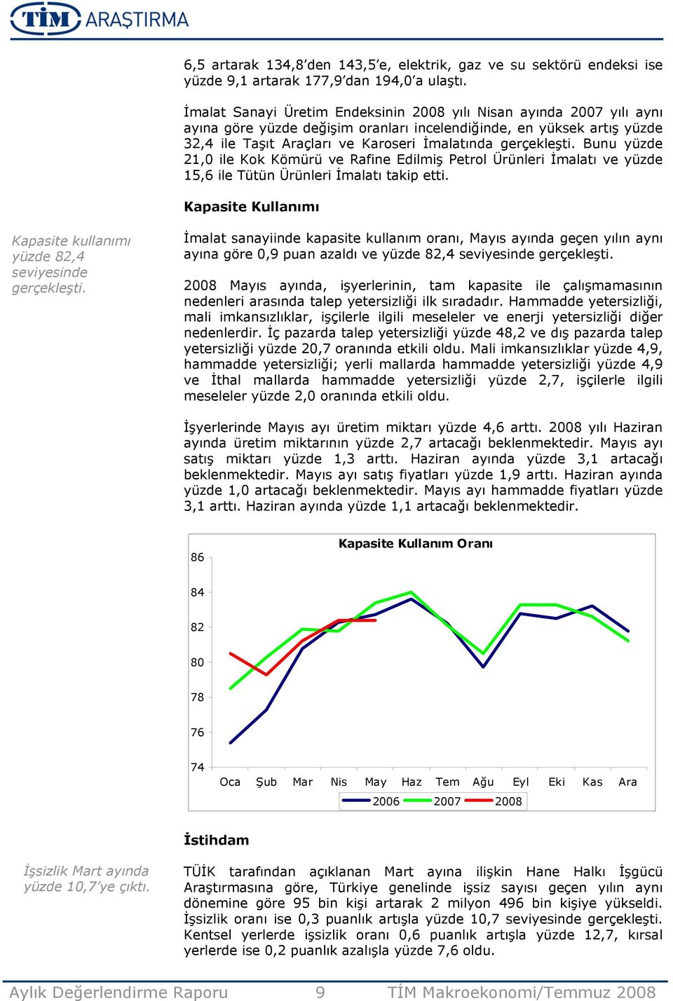 gerçekleşti. Bunu yüzde 21,0 ile Kok Kömürü ve Rafine Edilmiş Petrol Ürünleri İmalatı ve yüzde 15,6 ile Tütün Ürünleri İmalatı takip etti.