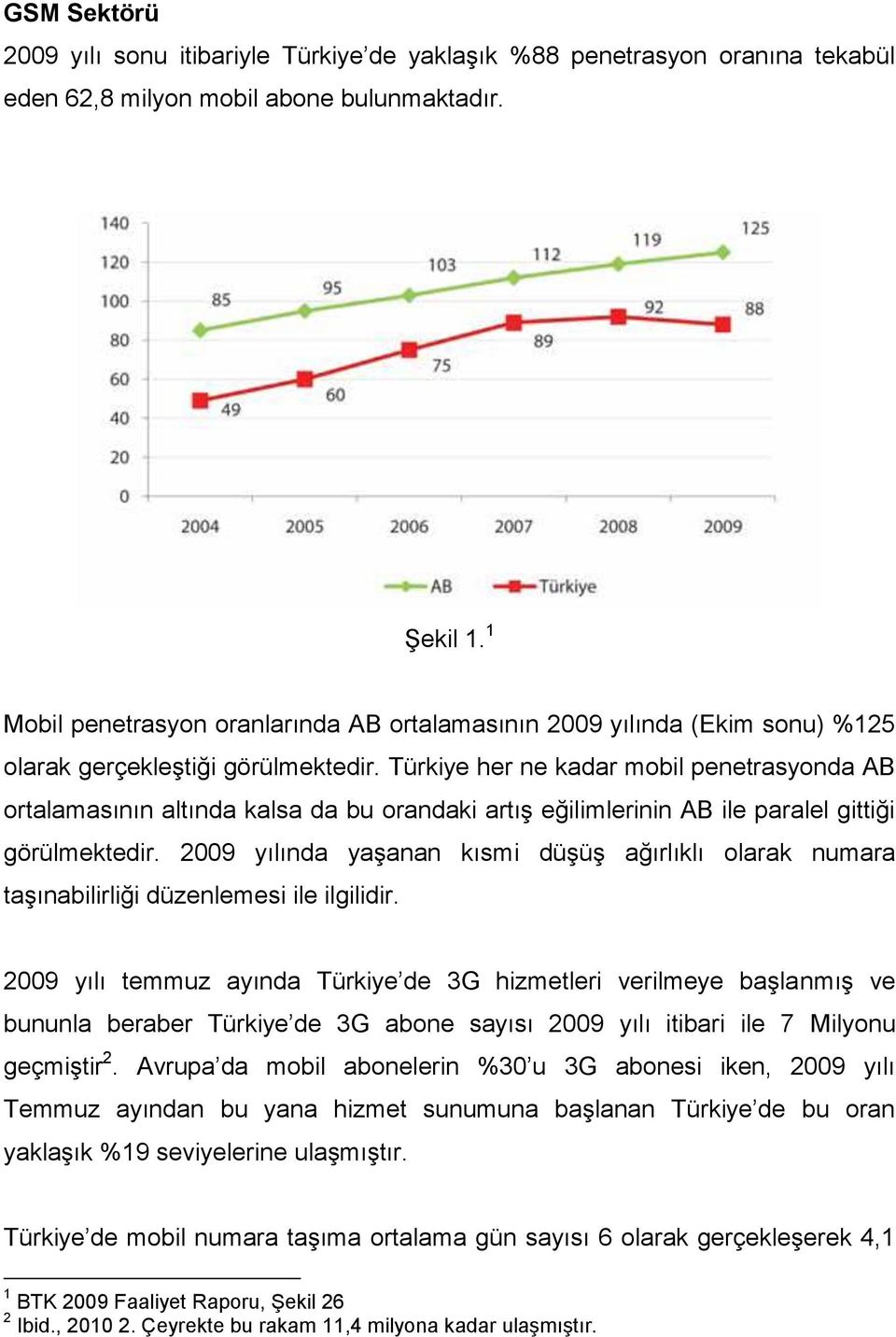 Türkiye her ne kadar mobil penetrasyonda AB ortalamasının altında kalsa da bu orandaki artış eğilimlerinin AB ile paralel gittiği görülmektedir.