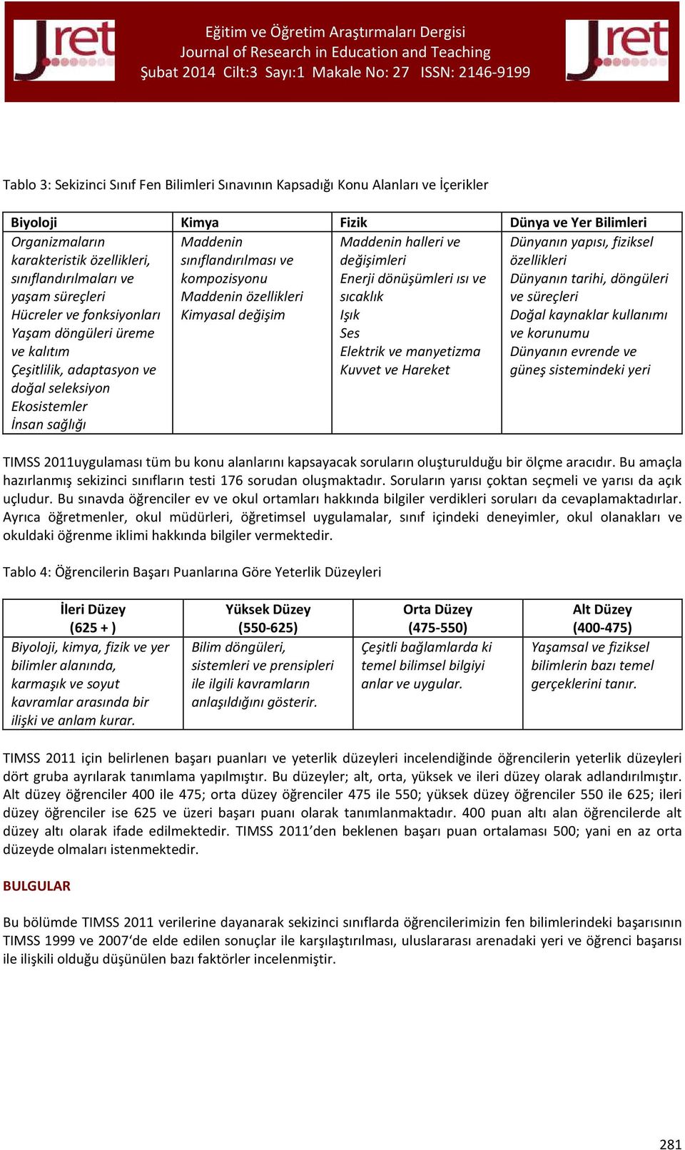 özellikleri Kimyasal değişim Maddenin halleri ve değişimleri Enerji dönüşümleri ısı ve sıcaklık Işık Ses Elektrik ve manyetizma Kuvvet ve Hareket Dünyanın yapısı, fiziksel özellikleri Dünyanın