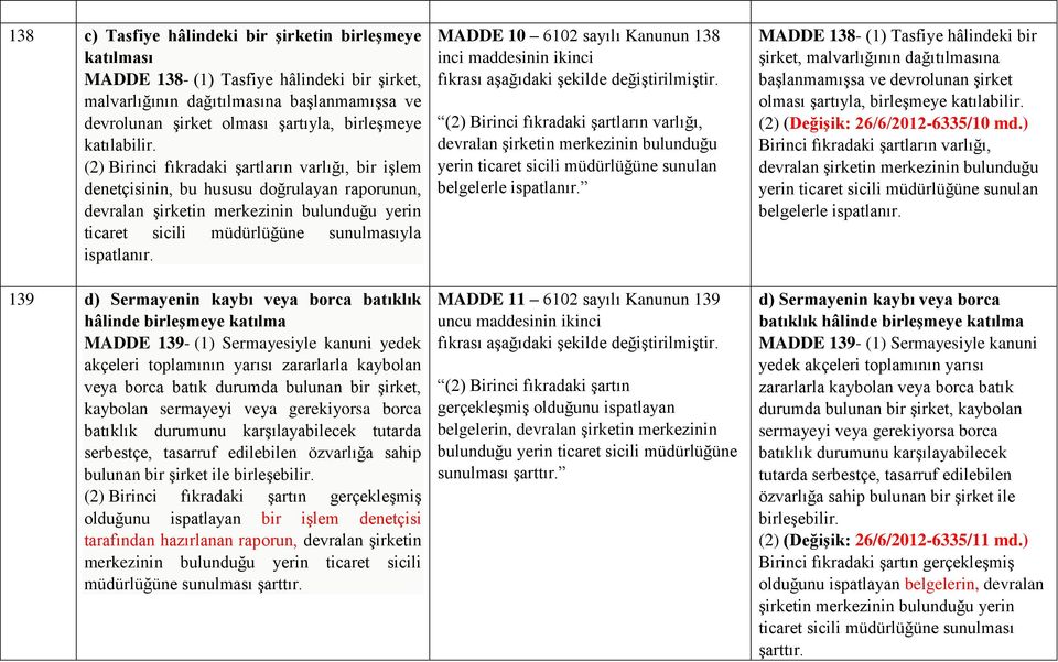 (2) Birinci fıkradaki şartların varlığı, bir işlem denetçisinin, bu hususu doğrulayan raporunun, devralan şirketin merkezinin bulunduğu yerin ticaret sicili müdürlüğüne sunulmasıyla ispatlanır.