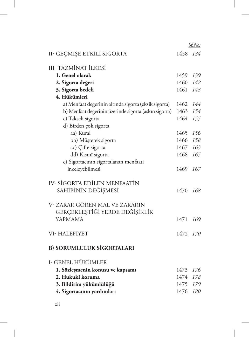 Müşterek sigorta 1466 cc) Çifte sigorta 1467 dd) Kısmî sigorta 1468 e) Sigortacının sigortalanan menfaati inceleyebilmesi 1469 IV- SİGORTA EDİLEN MENFAATİN SAHİBİNİN DEĞİŞMESİ 1470 V- ZARAR GÖREN MAL