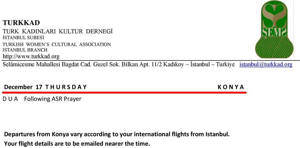 your international flights from Istanbul.