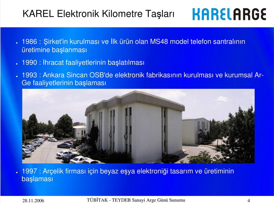 elektronik fabrikasının kurulması ve kurumsal Ar- Ge faaliyetlerinin başlaması 1997 : Arçelik firması