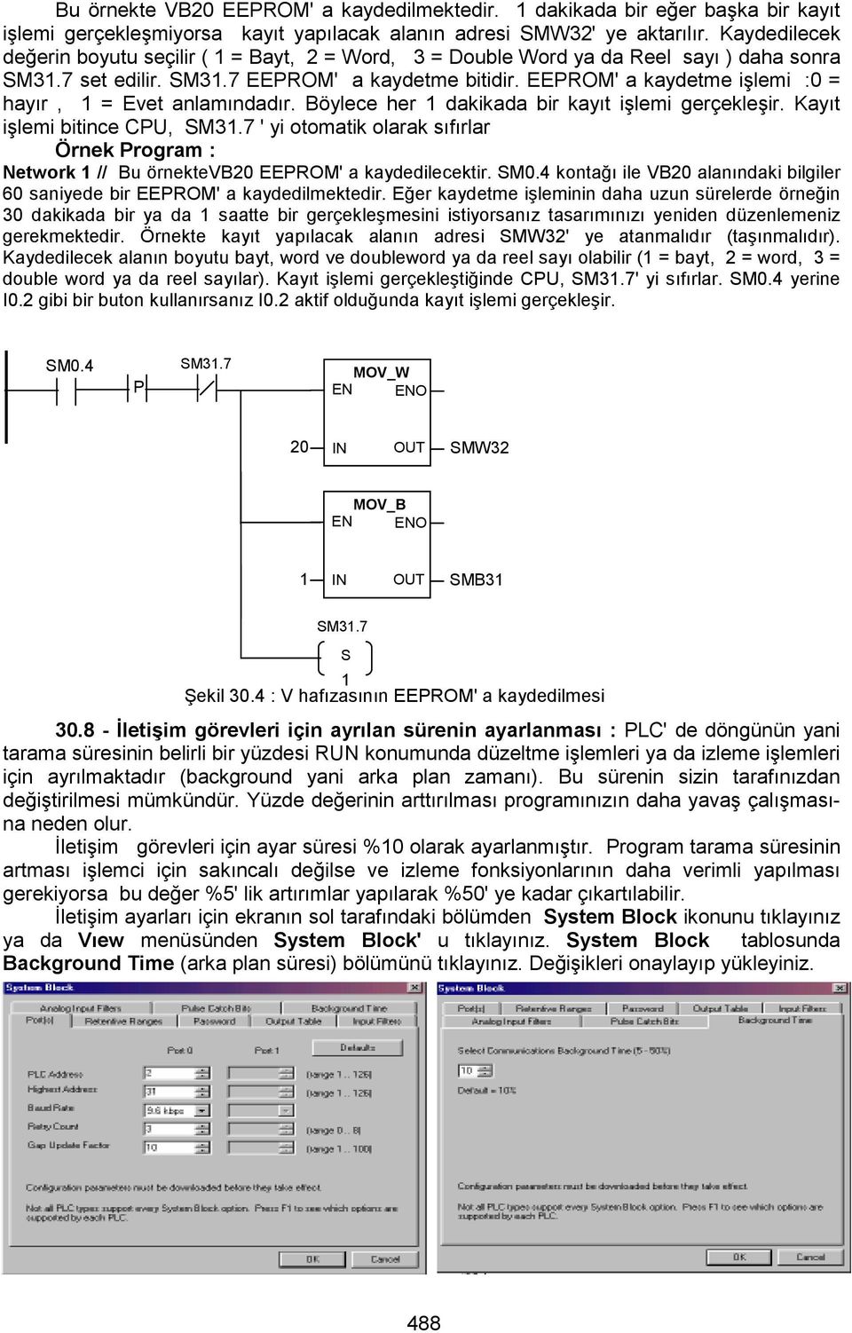 EEPROM' a kaydetme işlemi :0 = hayır, = Evet anlamındadır. Böylece her dakikada bir kayıt işlemi gerçekleşir. Kayıt işlemi bitince CPU, SM3.