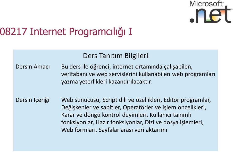 Web sunucusu, Script dili ve özellikleri, Editör programlar, Değişkenler ve sabitler, Operatörler ve işlem