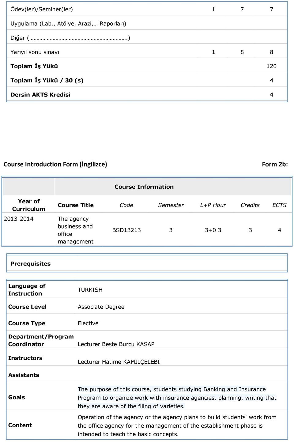 office management Course Information Course Title Code Semester L+P Hour Credits ECTS BSD13213 3 3+0 3 3 4 Prerequisites Language of Instruction Course Level TURKISH Associate Degree Course Type