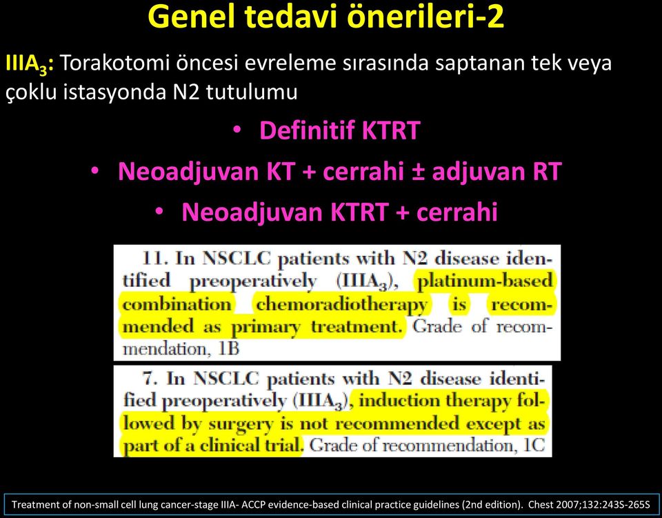 RT Neoadjuvan KTRT + cerrahi Treatment of non-small cell lung cancer-stage IIIA-