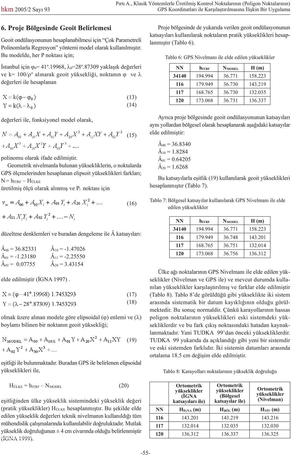 Bu modelde, her P noktasý için; Ýstanbul için j 0= 41 o.19968, l 0=28 o.