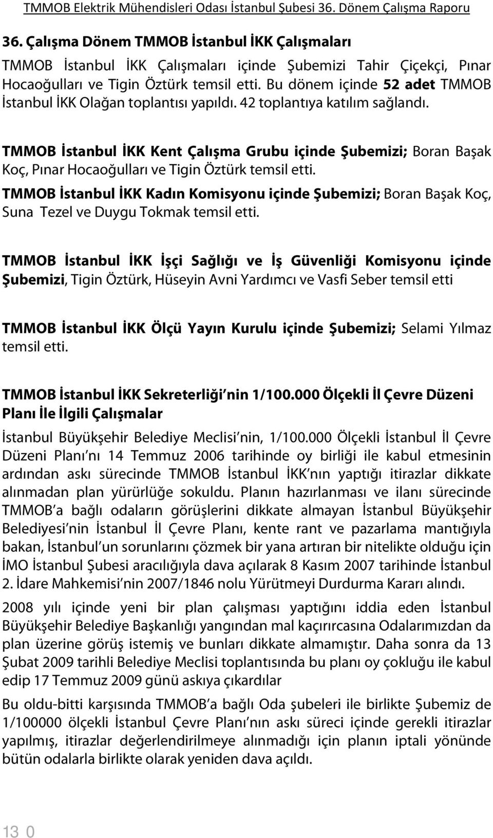 TMMOB İstanbul İKK Kent Çalışma Grubu içinde Şubemizi; Boran Başak Koç, Pınar Hocaoğulları ve Tigin Öztürk temsil etti.