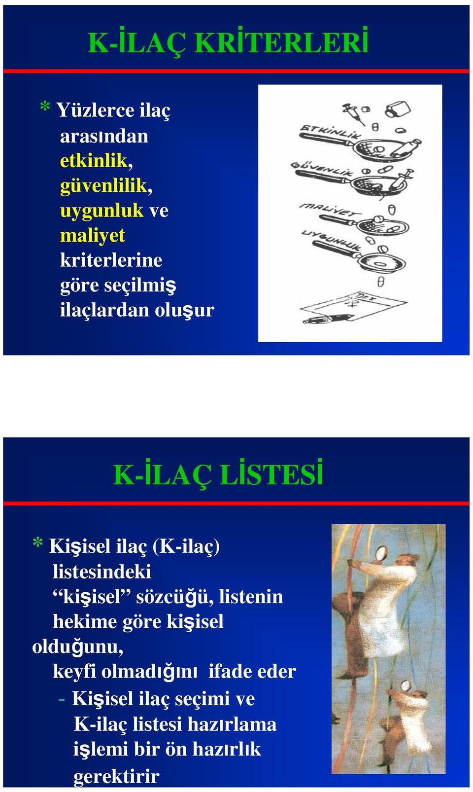 listesindeki kişisel sözcüğü, listenin hekime göre kişisel olduğunu, keyfi olmadığını