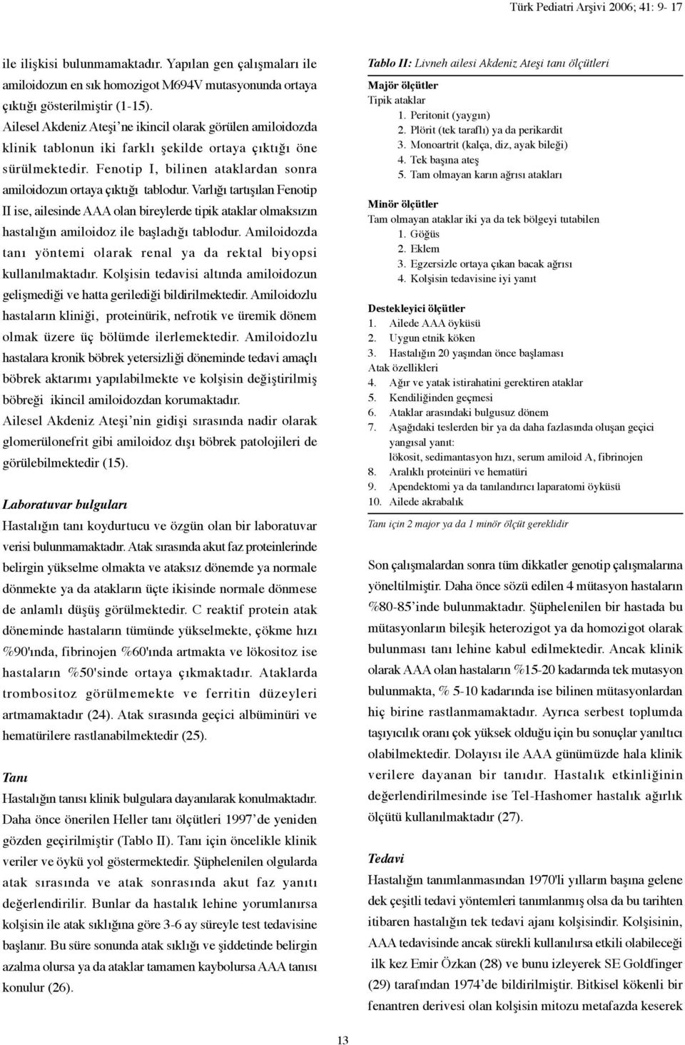 Fenotip I, bilinen ataklardan sonra amiloidozun ortaya çıktığı tablodur.