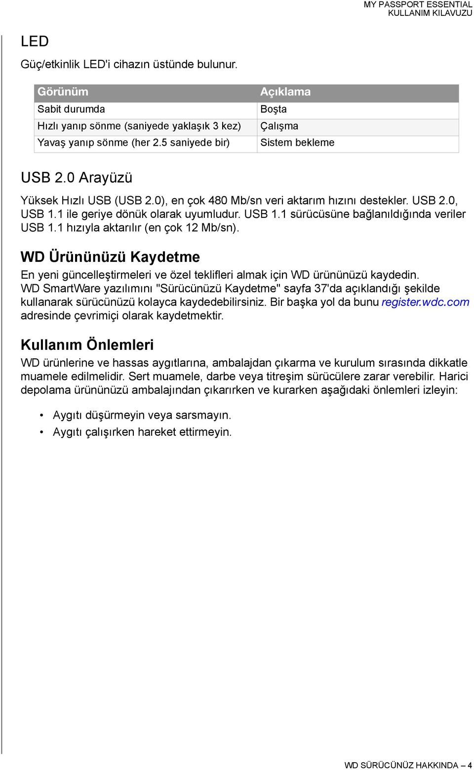 1 hızıyla aktarılır (en çok 12 Mb/sn). WD Ürününüzü Kaydetme En yeni güncelleştirmeleri ve özel teklifleri almak için WD ürününüzü kaydedin.