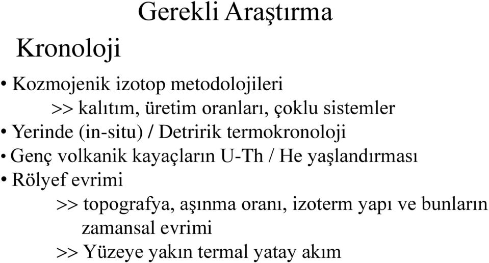 volkanik kayaçların U-Th / He yaşlandırması Rölyef evrimi topografya, aşınma