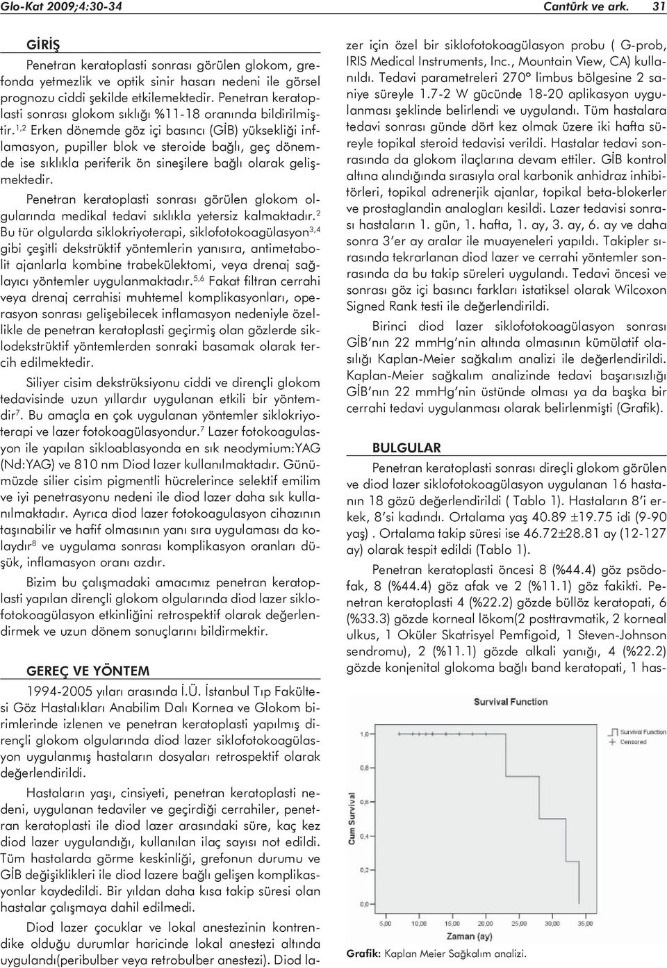 1,2 Erken dönemde göz içi basıncı (GİB) yüksekliği inflamasyon, pupiller blok ve steroide bağlı, geç dönemde ise sıklıkla periferik ön sineşilere bağlı olarak gelişmektedir.