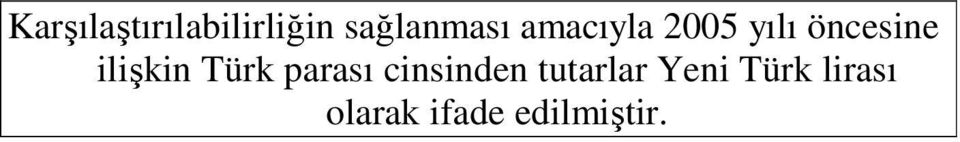 Türk parası cinsinden tutarlar Yeni