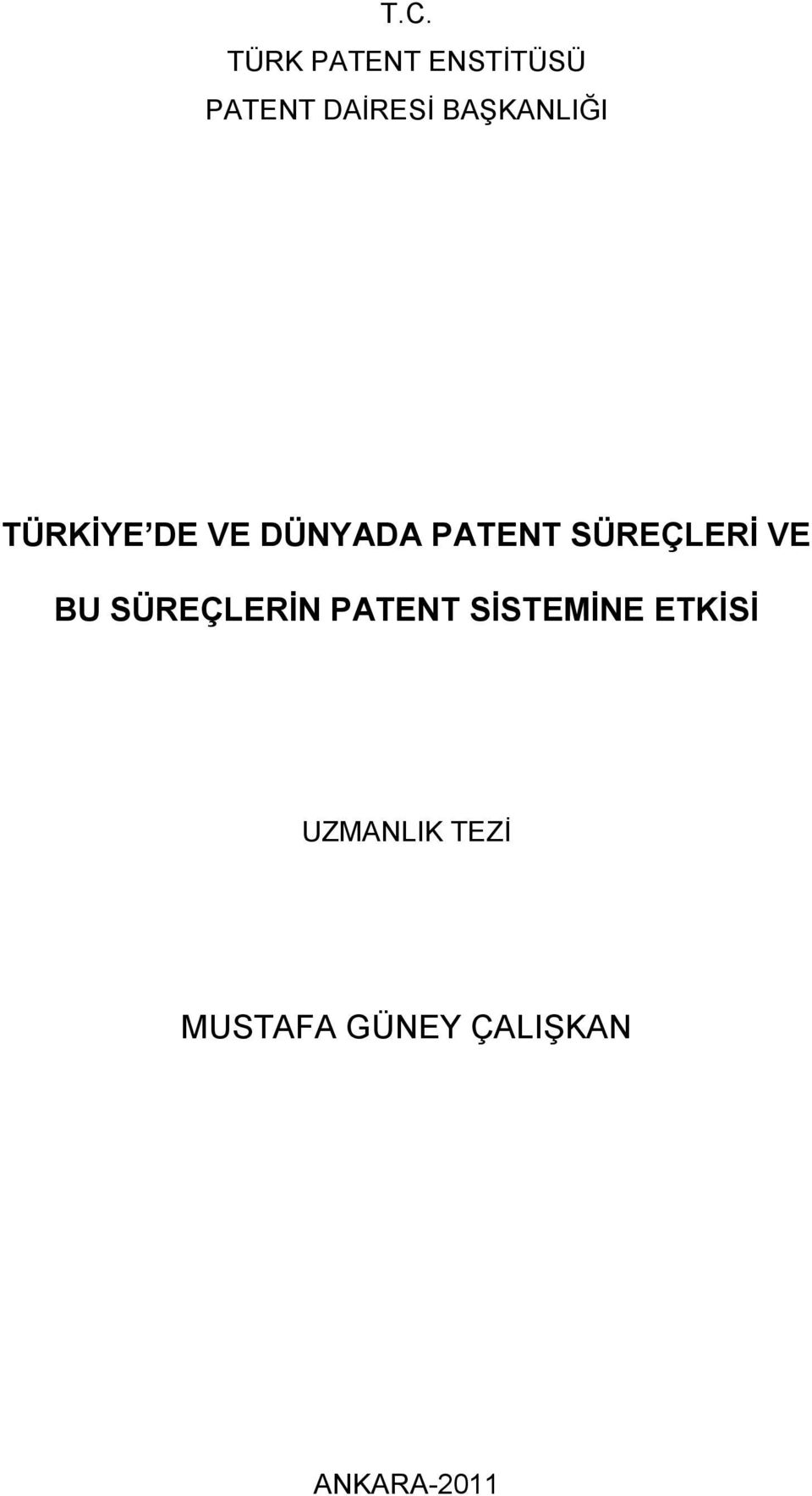 SÜREÇLERİ VE BU SÜREÇLERİN PATENT SİSTEMİNE