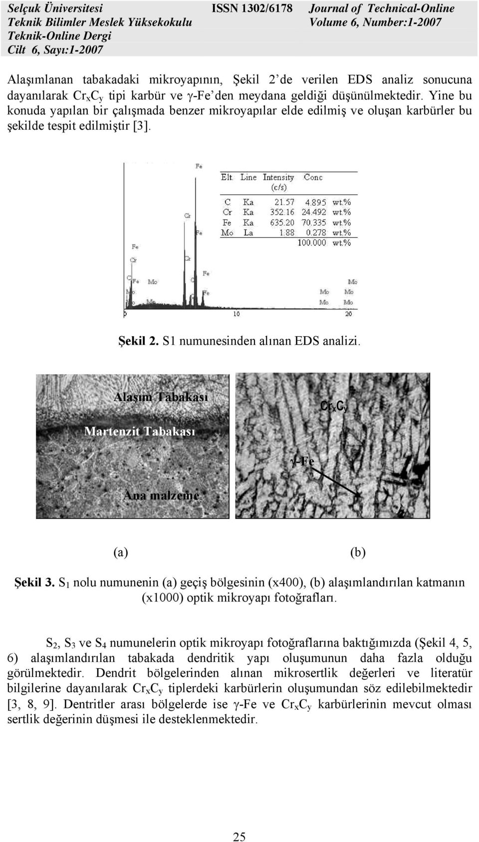 S 1 nolu numunenin geçiş bölgesinin (x400), alaşımlandırılan katmanın S 2, S 3 ve S 4 numunelerin optik mikroyapı fotoğraflarına baktığımızda (Şekil 4, 5, 6) alaşımlandırılan tabakada dendritik yapı