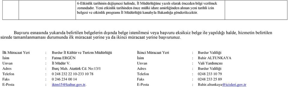 Başvuru esnasında yukarıda belirtilen belgelerin dışında belge istenilmesi veya başvuru eksiksiz belge ile yapıldığı halde, hizmetin belirtilen sürede tamamlanmaması durumunda ilk müracaat yerine ya