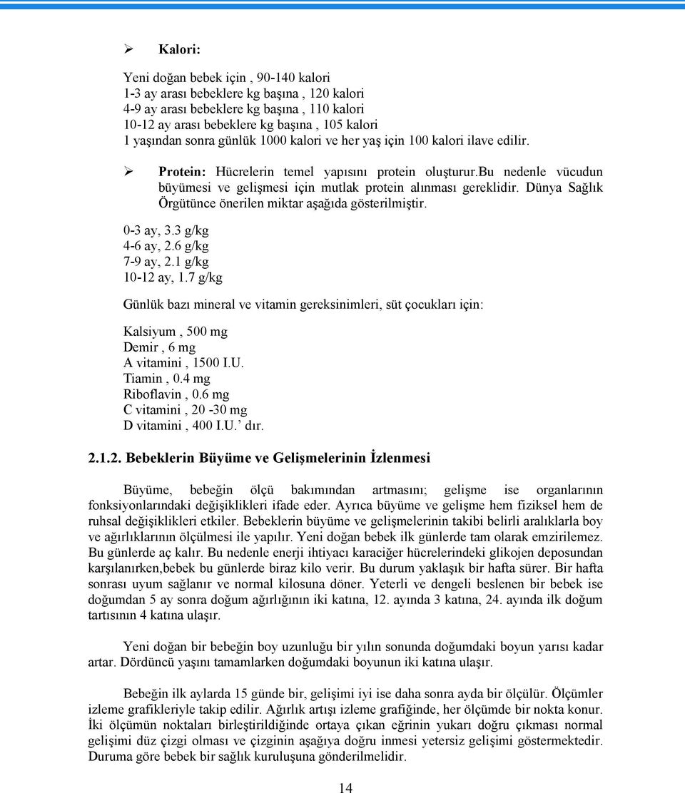 Dünya Sağlık Örgütünce önerilen miktar aşağıda gösterilmiştir. 0-3 ay, 3.3 g/kg 4-6 ay, 2.6 g/kg 7-9 ay, 2.1 g/kg 10-12 ay, 1.