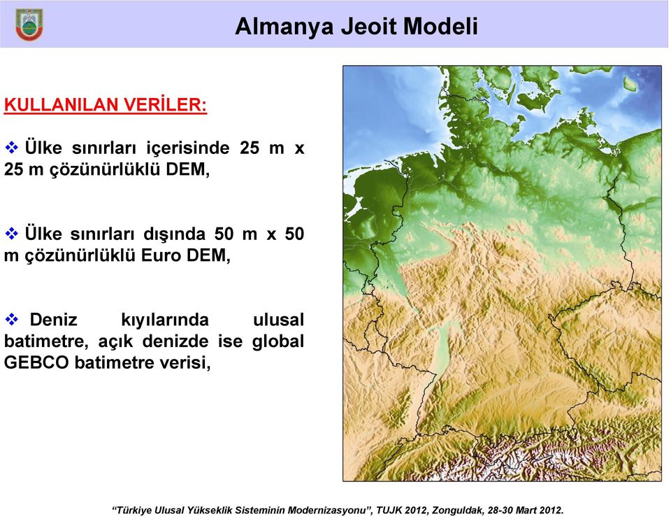 dışında 50 m x 50 m çözünürlüklü Euro DEM, Deniz