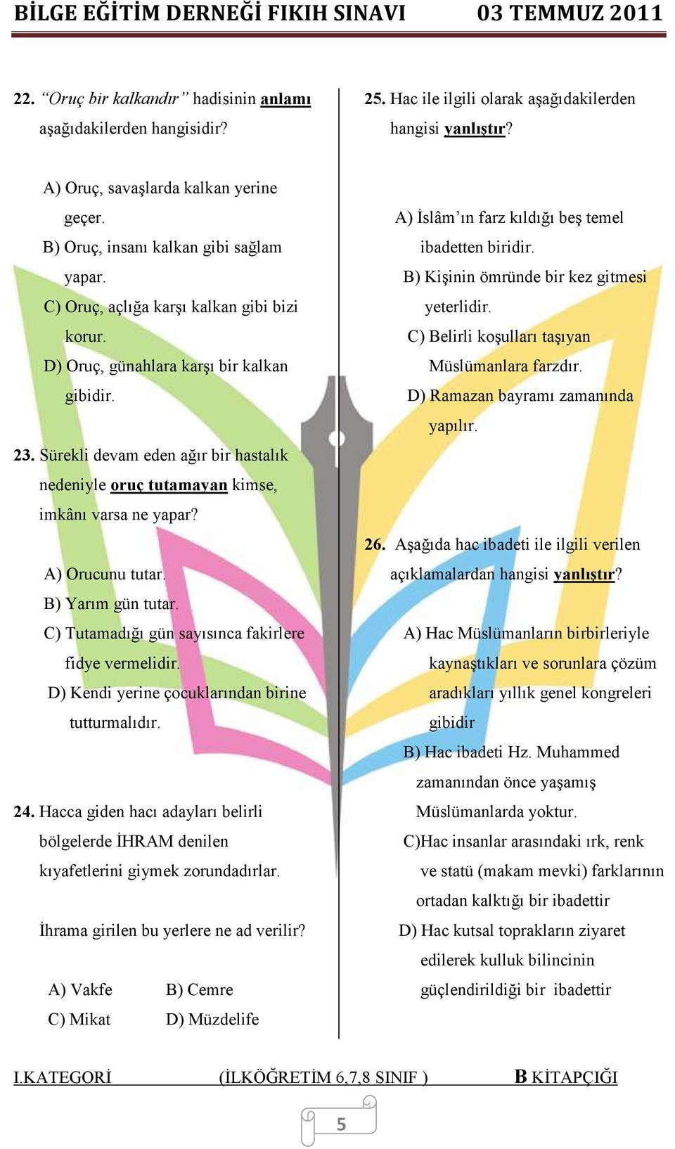 Sürekli devam eden ağır bir hastalık nedeniyle oruç tutamayan kimse, imkânı varsa ne yapar? A) Orucunu tutar. B) Yarım gün tutar. C) Tutamadığı gün sayısınca fakirlere fidye vermelidir.