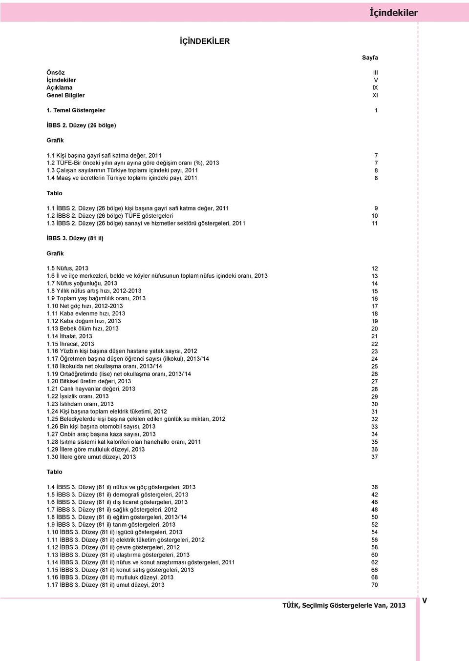 Düzey (26 bölge) kişi baş na gayri safi katma değer, 2011 9 1.2 İBBS 2. Düzey (26 bölge) TÜFE göstergeleri 10 1.3 İBBS 2. Düzey (26 bölge) sanayi ve hizmetler sektörü göstergeleri, 2011 11 İBBS 3.