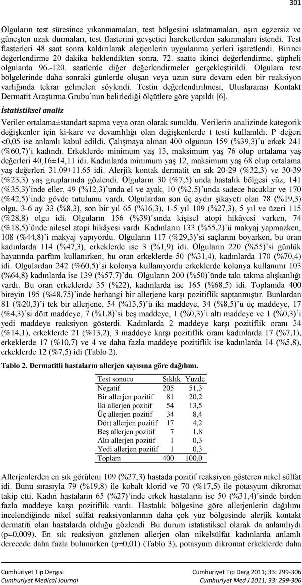 saatlerde diğer değerlendirmeler gerçekleştirildi. Olgulara test bölgelerinde daha sonraki günlerde oluşan veya uzun süre devam eden bir reaksiyon varlığında tekrar gelmeleri söylendi.