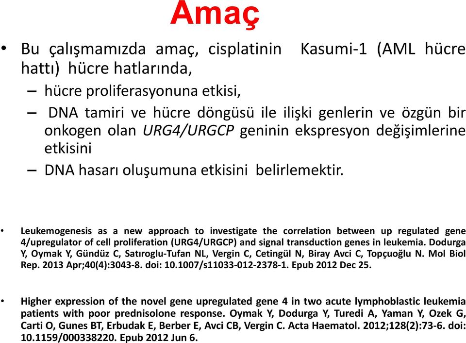 Leukemogenesis as a new approach to investigate the correlation between up regulated gene 4/upregulator of cell proliferation (URG4/URGCP) and signal transduction genes in leukemia.