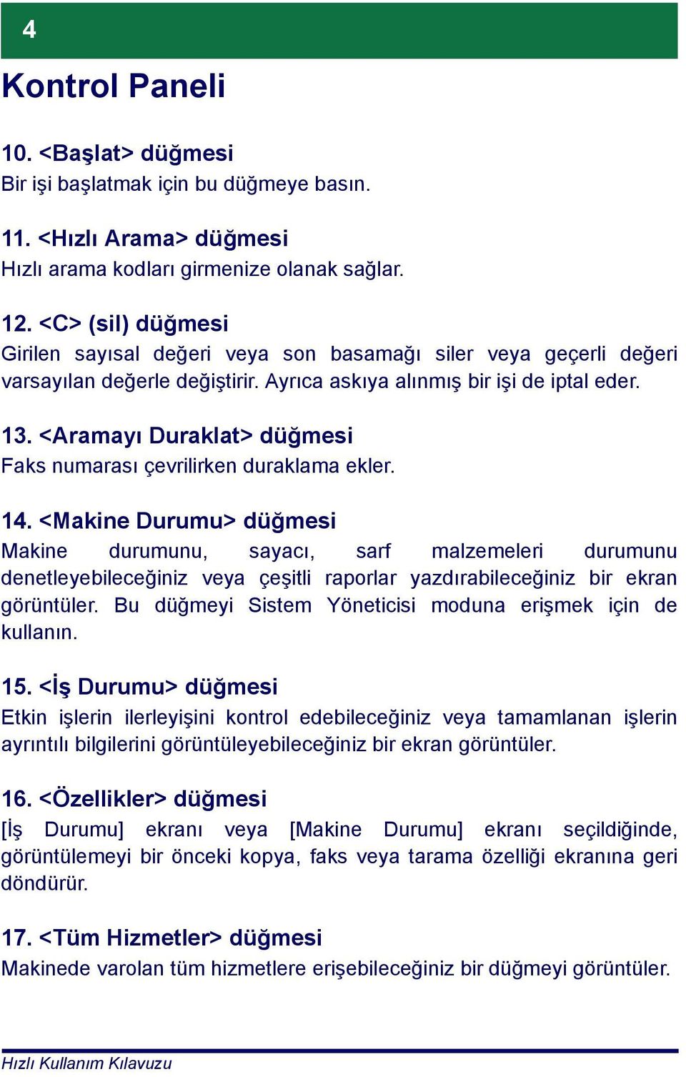 <Aramayı Duraklat> düğmesi Faks numarası çevrilirken duraklama ekler. 14.